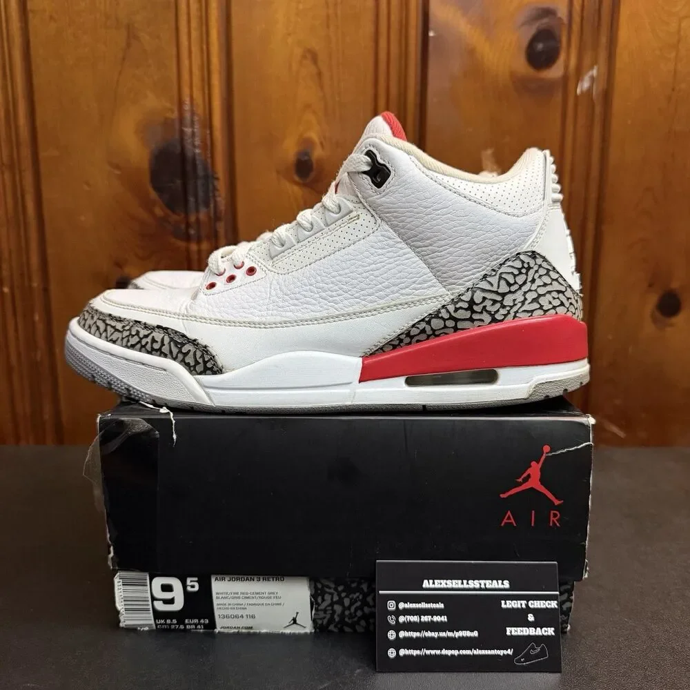 Jordan 3 Katrina Hall Of Fame Size 9.5 Men (136064-116) OG Box White Cement